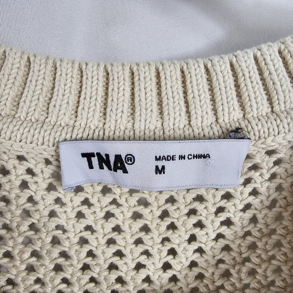 Aritzia Open-Weave Crewneck Sweater in Cream - Picture 2 of 10
